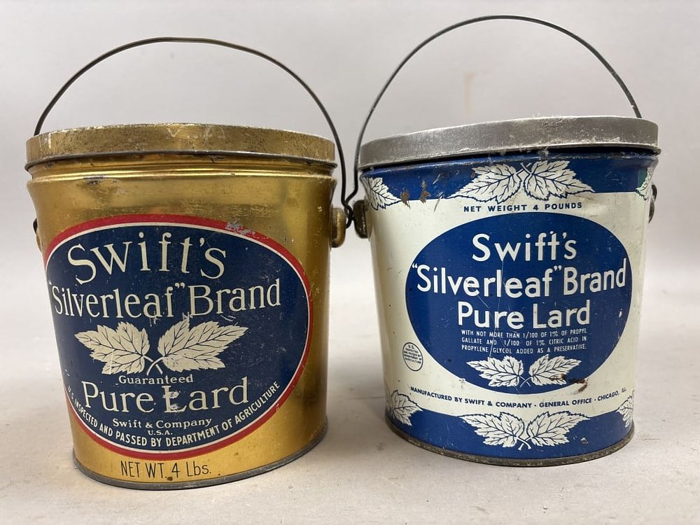 Lot 252: Pair Swift's Silverleaf Pure Lard Tin Buckets