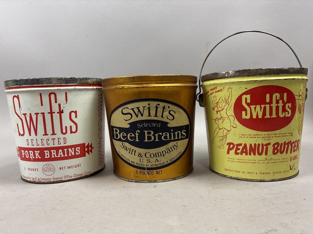 Lot 253: Lot of 3 Swift's 5lb Tin Buckets