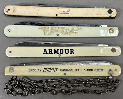 Lot of 4 Armour 1920s Advertising 5" Meat Knives. Please make sure you view all photos and ask 