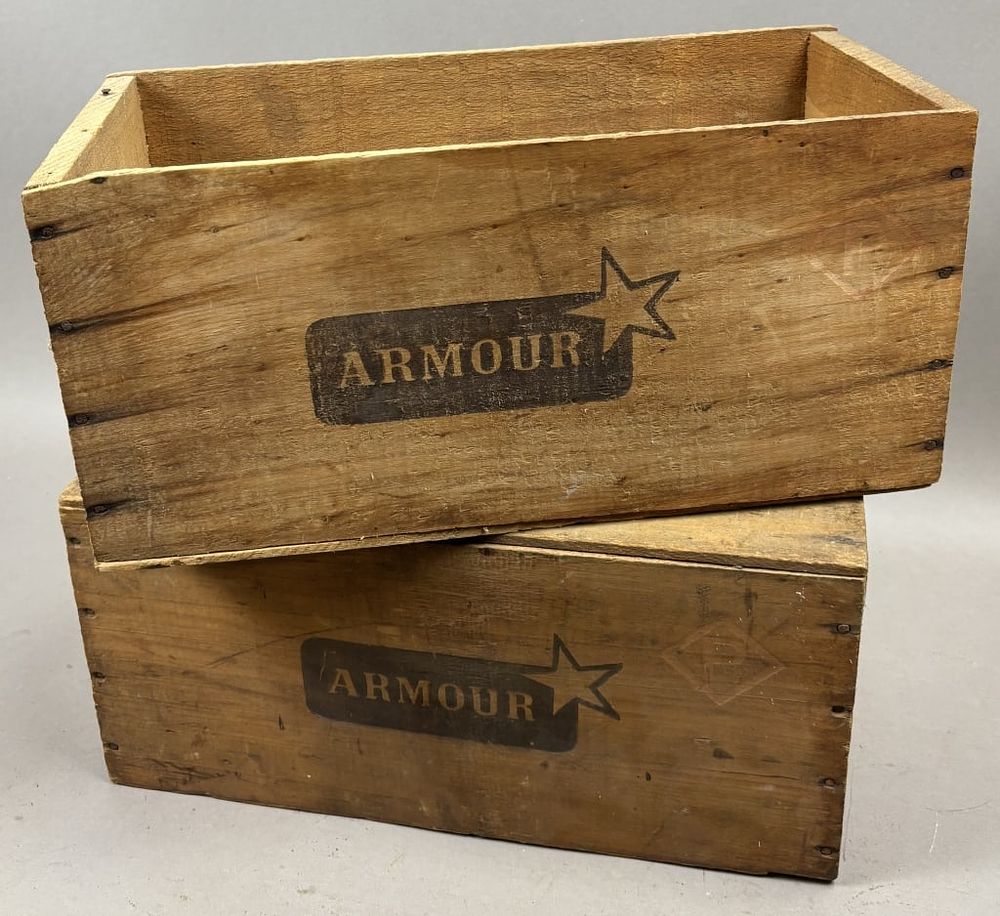 Lot 262: Pair Armour Wooden Advertising Shipping Crates