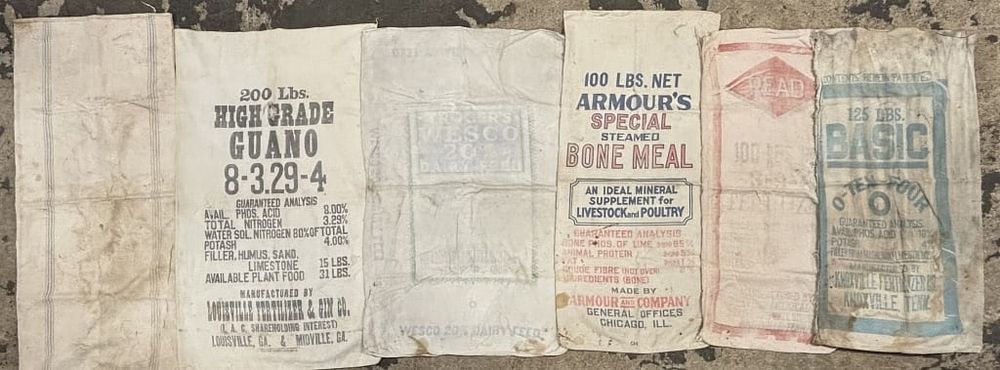 Lot 286: Lot of 6 Armour's Advertising Canvas Feed Bags