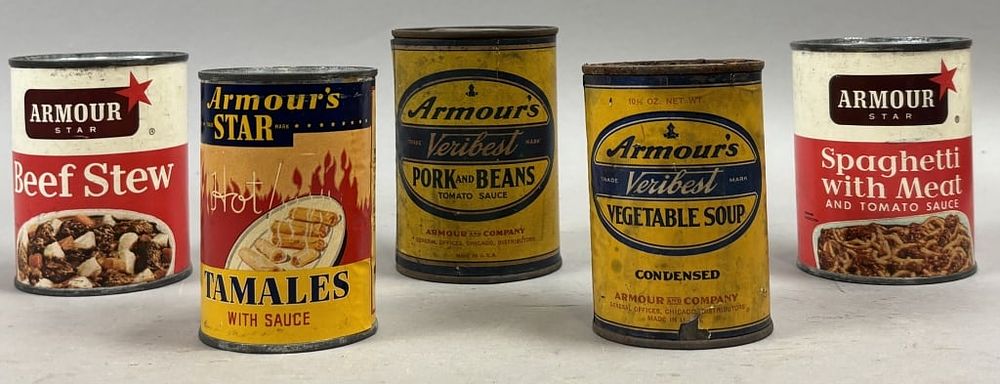 Lot 318: Lot of 5 Armour's Food Cans All Opened