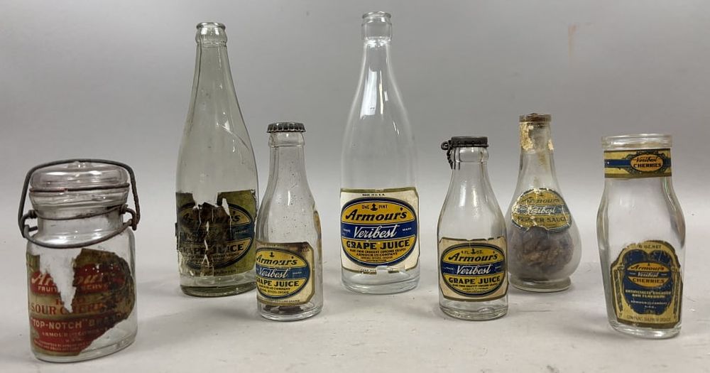 Lot 319: Lot of 7 Armour's Glass Bottles
