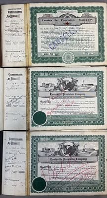 3 Louisville Provision Co Stock Certificate Books. Please make sure you view all photos and ask 