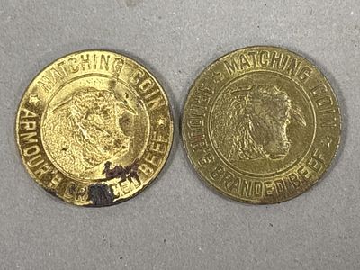 Pair Armour's Branded Beef Matching Coin. Please make sure you view all photos and ask any 
