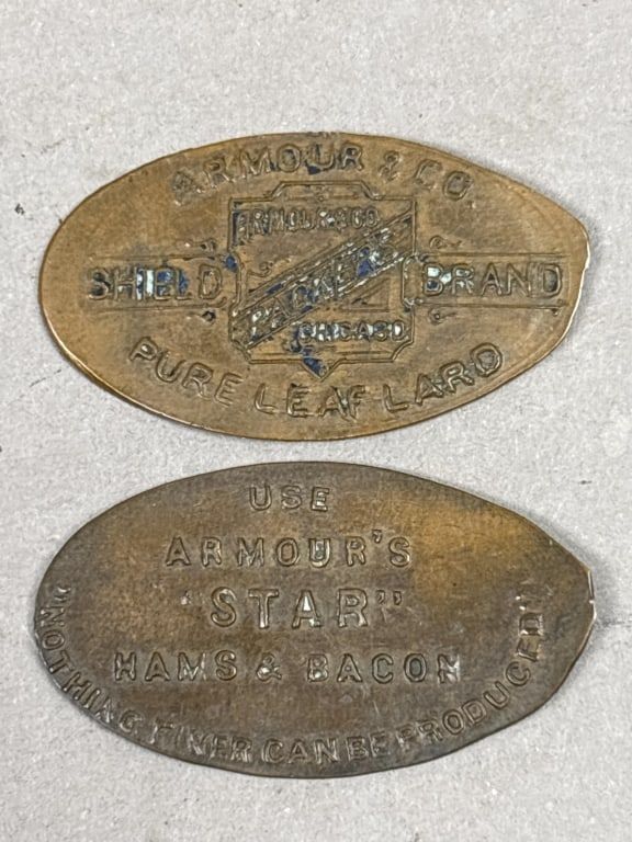 Lot 338: Pair Armour's Star Hams & Bacon Pennies