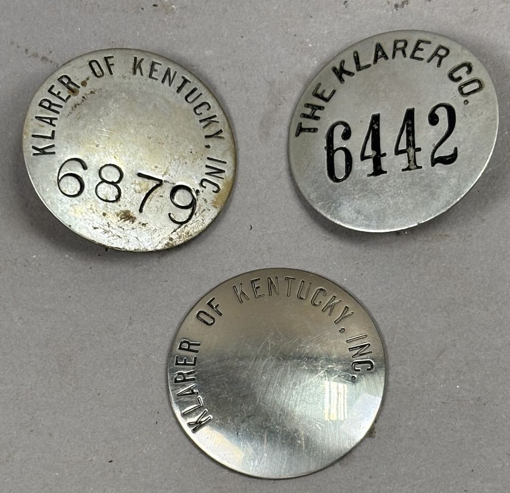 Lot 339: Lot of 3 Klater of Kentucky Inc Metal Badges