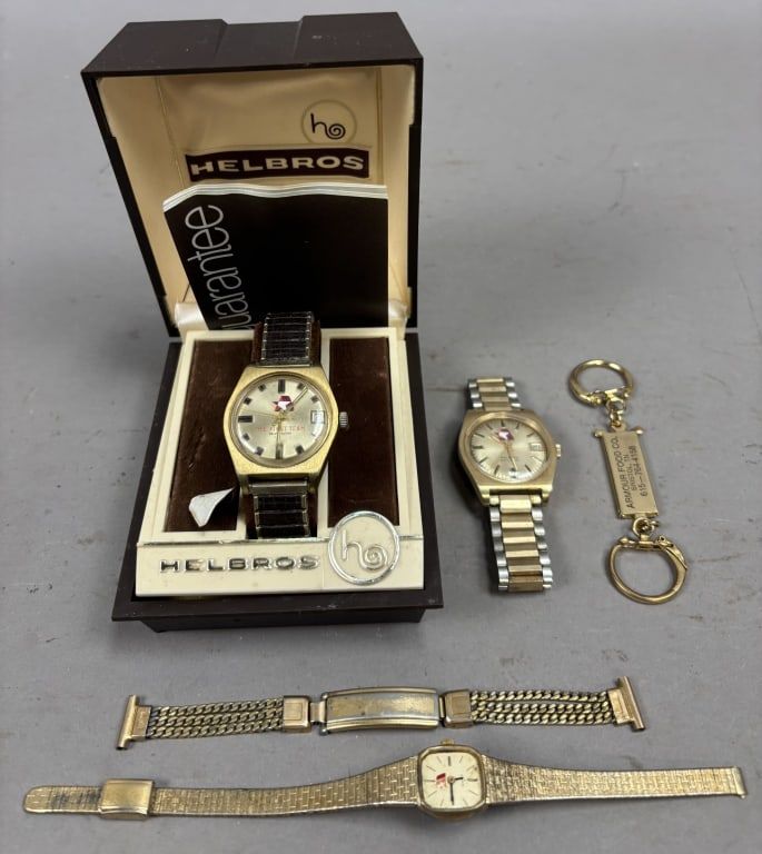 Lot 345: Lot 5 Vintage Armour Advertising Watches Helbros