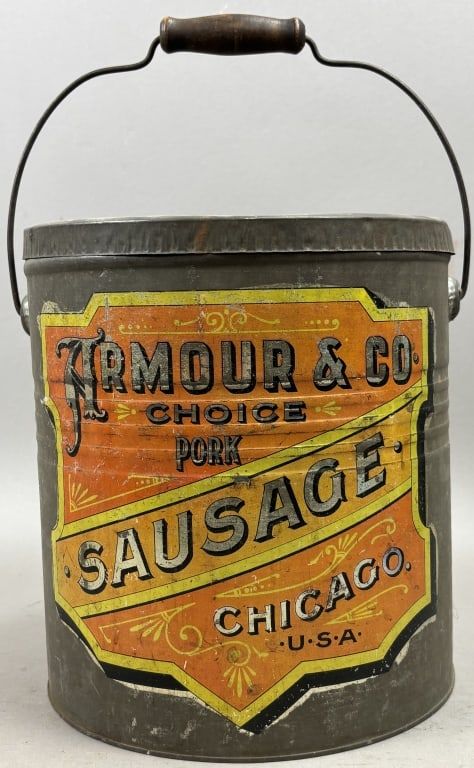 Lot 369: Armour & Co Choice Pork Sausage Bucket w/ Handle