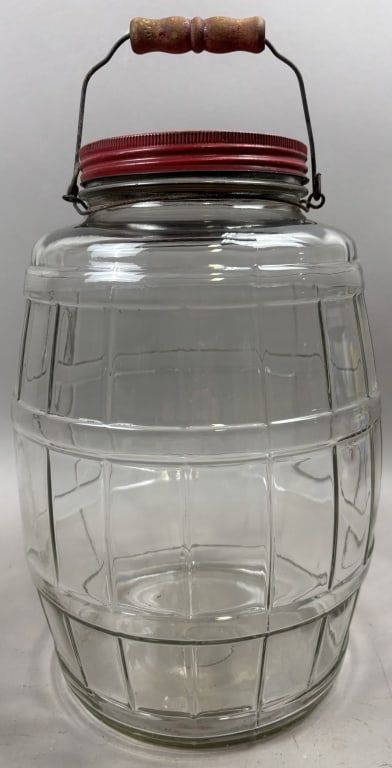 Lot 376: Wilson's Certified Pure Foods Glass Barrel Jar