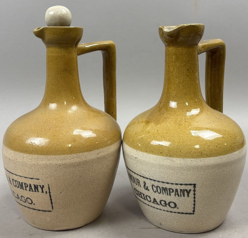 Lot 378: Pair Armour & Co Chicago Stoneware Pitchers