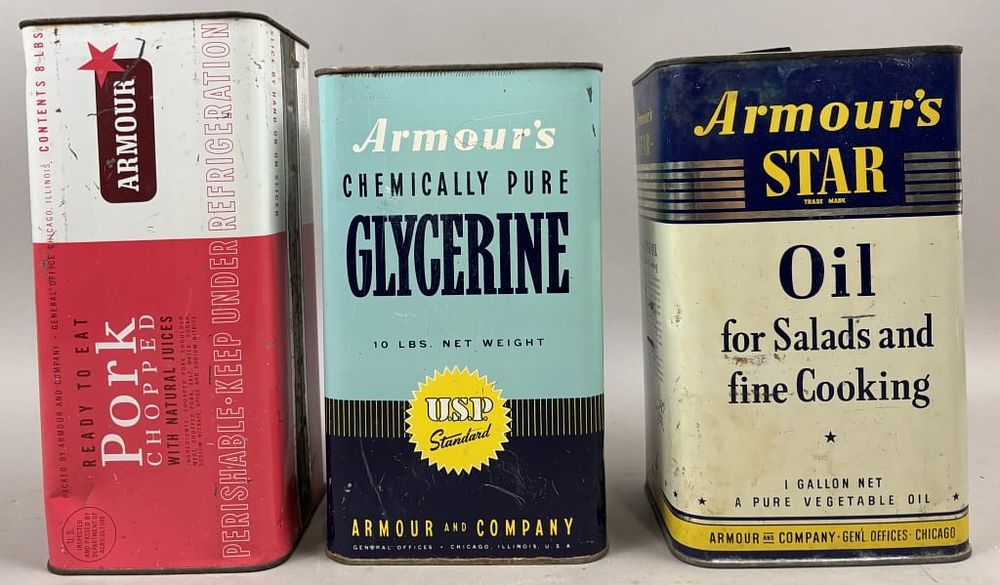 Lot 393: Lot of 3 Armour's 8 & 10lb & 1 Gallon Tins