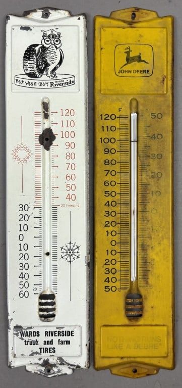 Lot 394: Pair of Thermometers John Deere & Wards Riverside