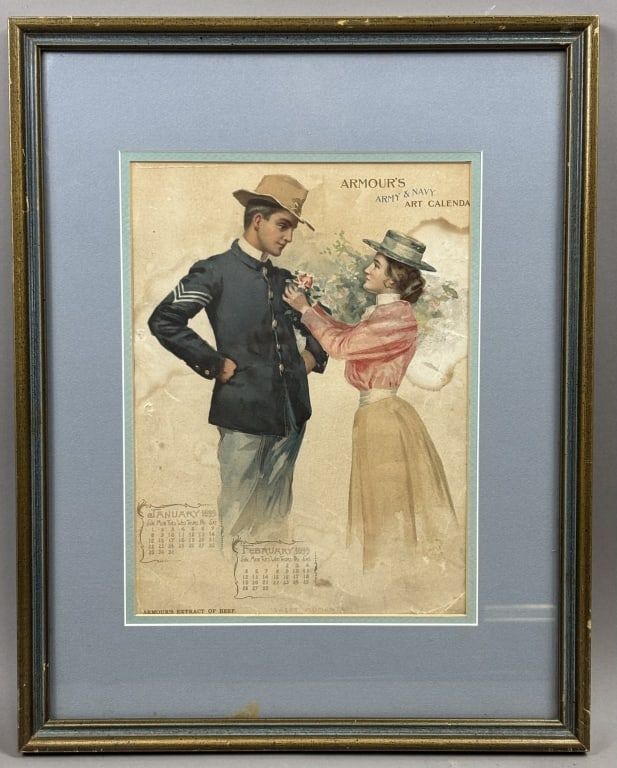 Lot 395: 19"x15" Armour's Army & Navy 1899 Calendar
