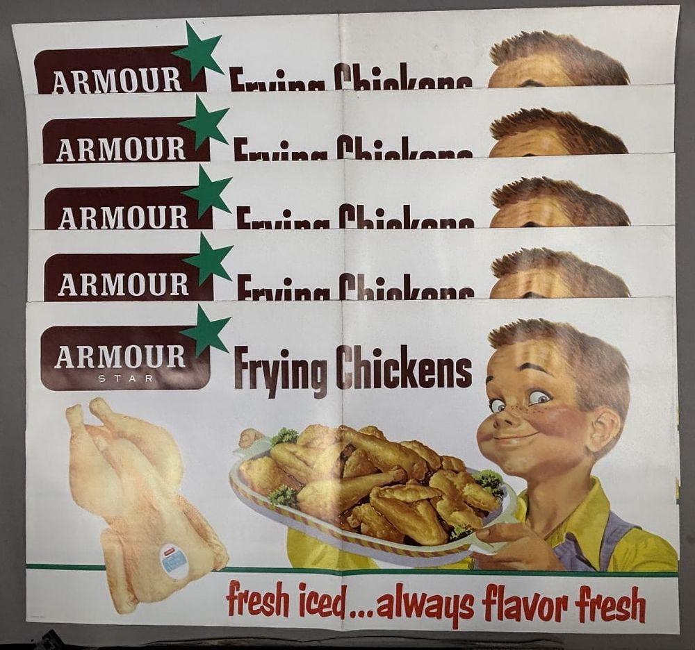 Lot 408: Lot of 5 Armour Star Frying Chicken 30"x15" Banner