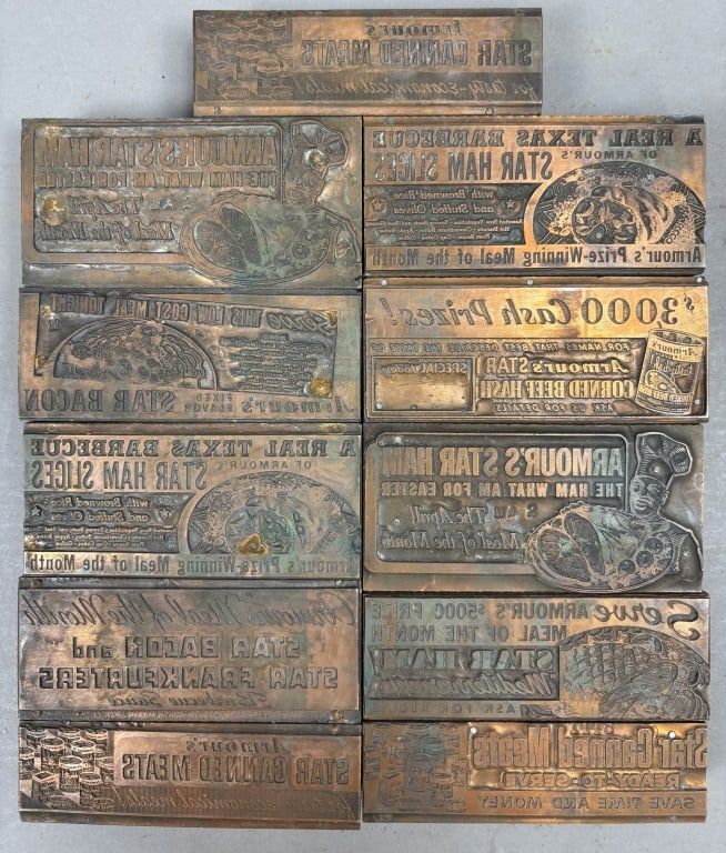 Lot 411: Lot of 11 Armour's Original Printing Press Stamps