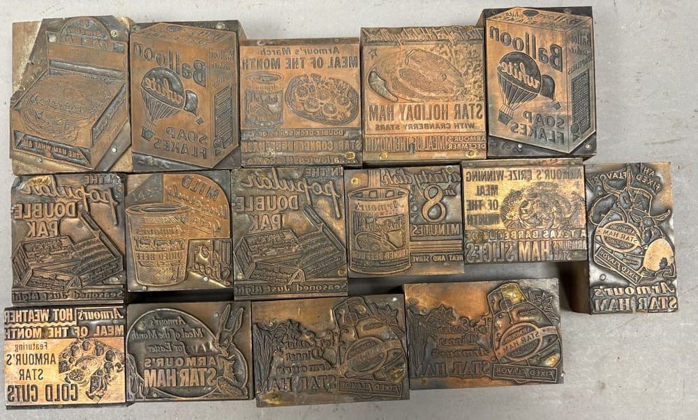 Lot 412: Lot of 15 Armour's Printing Press Stamps