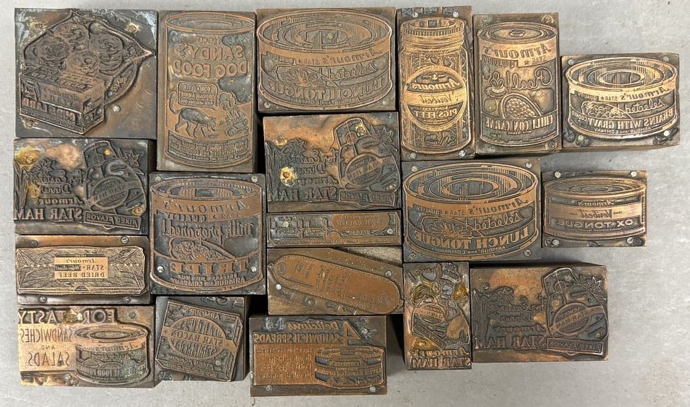 Lot 413: Lot 19 Armour Printing Press Copper Stamps