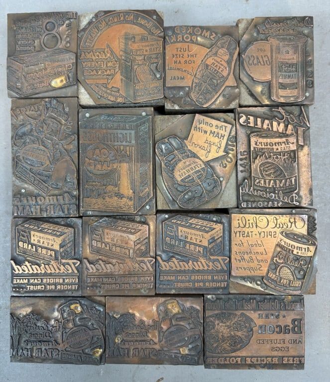 Lot 414: Lot 15 Armour's Printing Press Copper Stamps