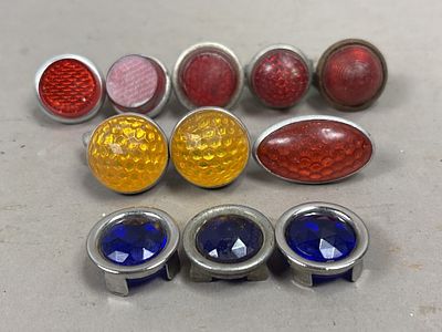 Lot 11 Plastic & Glass Car Motorcycle Metal Reflectors. See all photos as a better idea of 