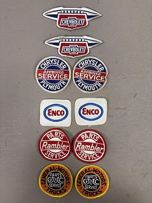 Lot 10 Chevy Chrysler Enco GMC Rambler Patches. See all photos as a better idea of condition. 