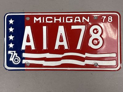 1978 AIA Personalized Michigan License Plate. See all photos as a better idea of condition. 