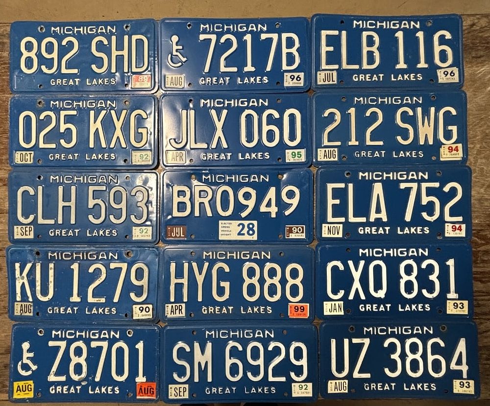 Lot 200: Lot of 15 1990s Michigan Assorted License Plates