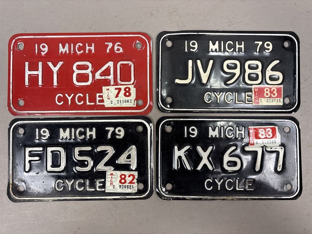 Lot 202: Lot 4 Michigan 1976 79 Motorcycle License Plates