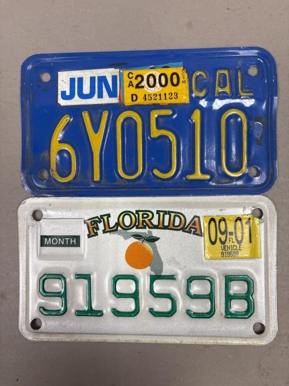 Lot 209: Pair Florida & California Motorcycle Plates