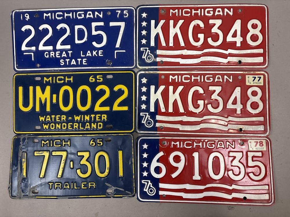Lot 213: Lot of 6 1960s 70s Michigan Trailer License Plates