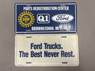 Pair of Ford Motor Co Local UAW 600 License Plates. See all photos as a better idea of 