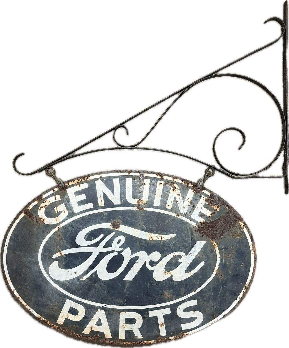 Lot 284B: Genuine Ford Parts DST Painted Metal Sign w/ Original Hanger