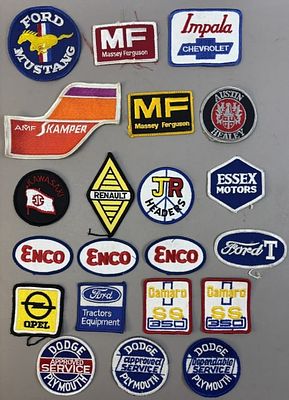 21 50s 60s Enco Ford Dodge Chevy Clothing Patches. Great original assorted lot. Condition: 