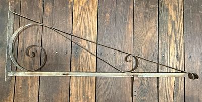 Antique Wrought Iron Hand Hammered Sign Hanger. Great original sign hanger. 43.5" long x 18" 