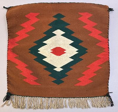 Antique Navajo Germantown Childs Saddle Blanket. Roughly 19" x 19" Condition: PLEASE NOTE WE 