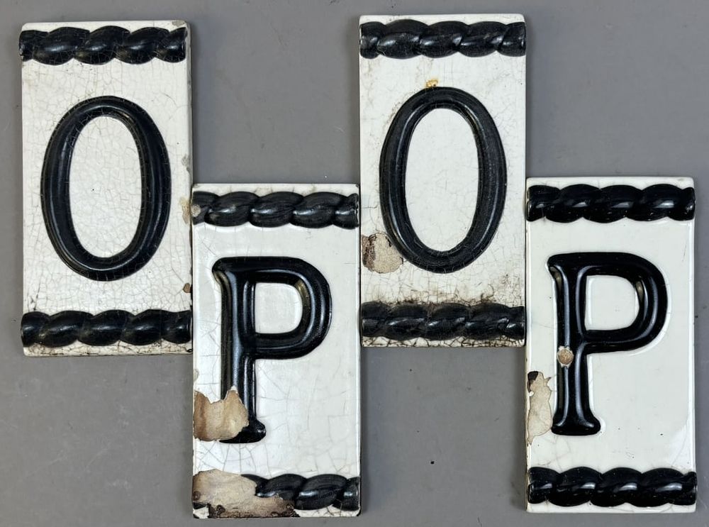 Lot 181: Antique Black White 6"x3" Bathroom Letters POOP