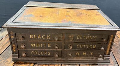 Antique Multi Drawer Clark?s ONT Spool Cabinet. Early antique general store spool cabinet. 