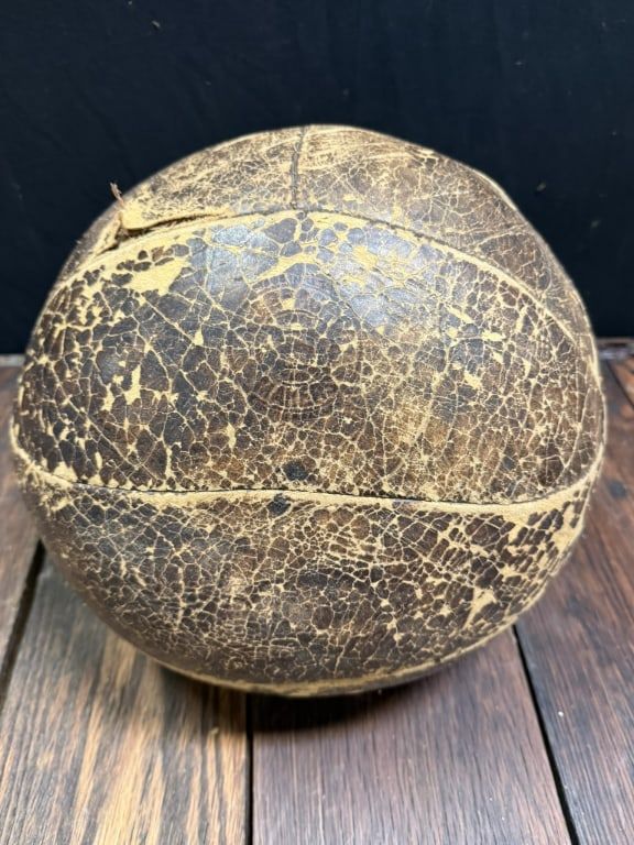 Lot 270: Antique1900s-20s 12" Reach Leather Medicine Ball