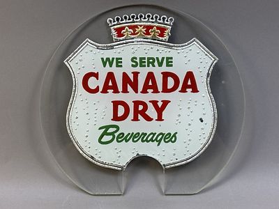 We Server Canada Dry Beverages Glass Sign. Please make sure you view all photos and ask any 