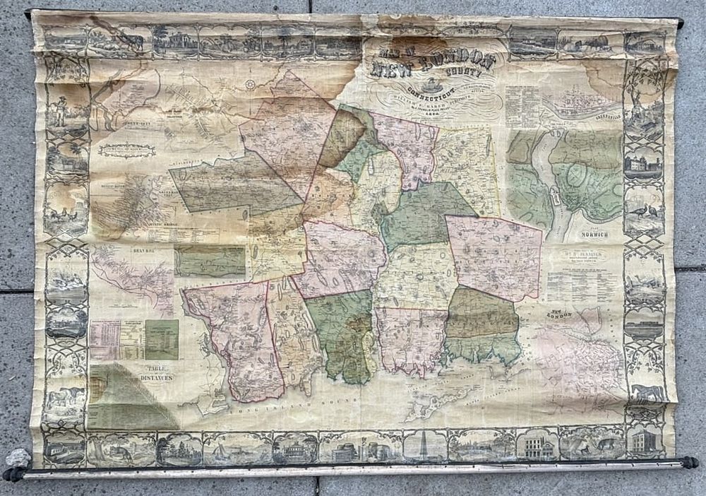Lot 326: New London Connecticutt 1854 William Baker 76" Map