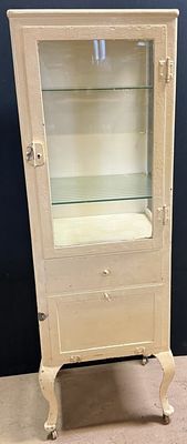 Antique Vintage Art Deco 20s 30s Medical Cabinet. Great original art deco cabinet. Cracked glass 