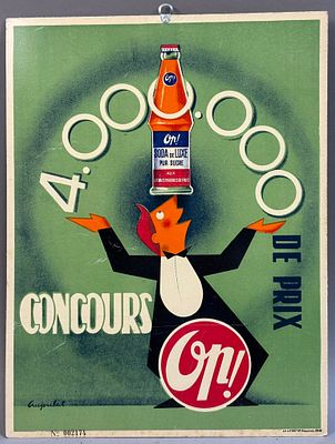 French On! Soda Cardboard 50s Vintage Sign. Measurements in photos PLEASE NOTE WE OFFER IN HOUSE 