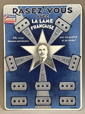 Shave Easy You Sit With The French Cardboard Sign. Measurements in photos PLEASE NOTE WE OFFER 