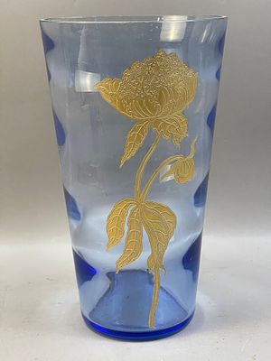 Vintage Tiffin Glass Copen Blue Optic Vase. Measurements in photos PLEASE NOTE WE OFFER IN HOUSE 