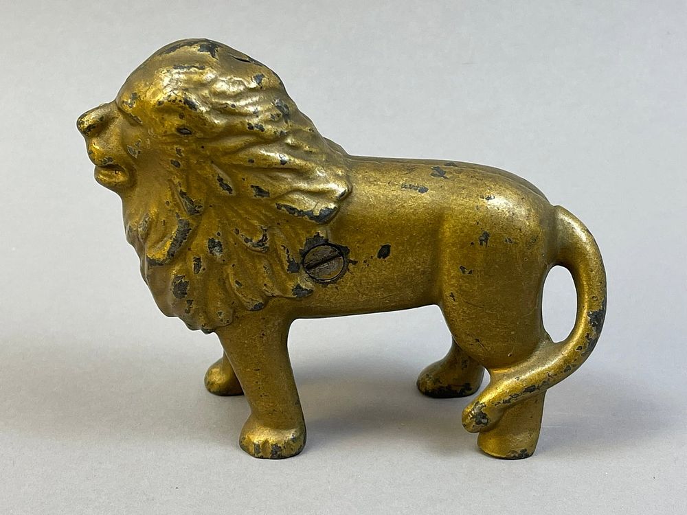 Lot 183: Vintage Cast Iron Penny Bank Golden Color Lion
