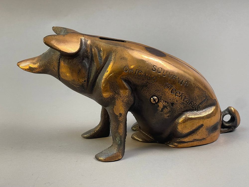 Lot 186: Antique Souvenir Chicago Stockyard Piggy Bank