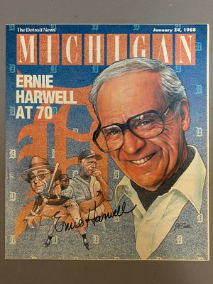 Ernie Harwell Detroit News Signed 1988 Magazine. Great original Detroit News periodical about 