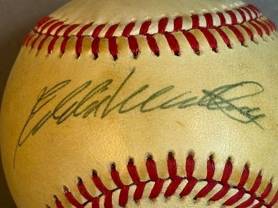 Eddie Mathews Single Signed Rawlings OAL Baseball. Great Brown OAL ball with toning. See all 