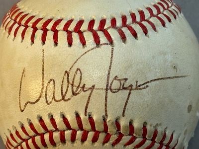 Wally Joyner Single Signed Rawlings Brown OAL Ball. Great original single signed baseball. 