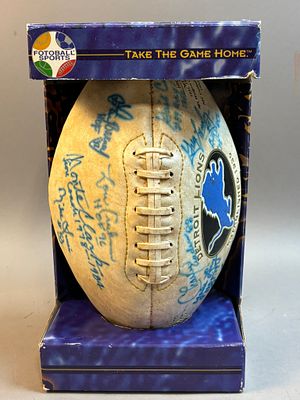 Detroit Lions Signed Football 10 Autos Sims Lary. Incredible team signed ball with a ton of 